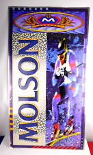 RARE X-Large Vtg Molson Metal Beer Sign Downhill Skier Canada Den Cave Decor picture