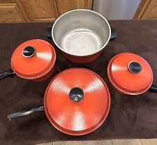 Colorama by Regal Red 7 Piece Pot Set w/Lids. '60-70s Cookware. Rare picture