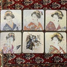 Vintage Japanese Coasters Of Modern Beauties -box Of 6 picture