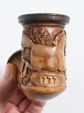 Antique dated  1777 Meerschaum German Pipe, Horse, House Carved bowl. JH initial picture