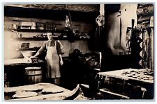 c1910's Log Cabin Kitchen Barrel Interior Cook RPPC Photo Antique Postcard picture