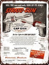 1953 Futuristic Toy Products Strato Gun Play Zinc Metal Sign 9x12