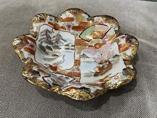 Vtg Antique Japanese Satsuma Signed Porcelain Bowl w/ Figures Landscape Flowers picture