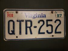 Vintage 1997   VIRGINIA  License Plate QTR - 252 picture