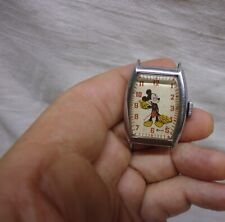 Vintage 1947 Mickey Mouse Ingersoll Wrist Watch 4740 Runs But Hand Needs Repair picture