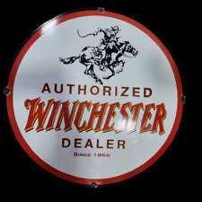 WINCHESTER DEALER PORCELAIN ENAMEL SIGN 30 INCHES ROUND picture