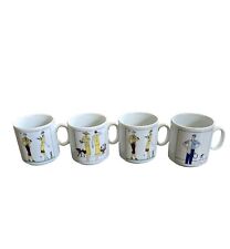Vintage Porcelain D’auteuil Art Deco Tea Cups Set Of 4 Made In France picture