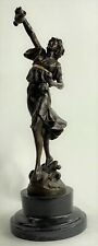 Figurine Bronze Sculpture Statue Genuine Metal Marble Base Greek Lady Girl Decor picture