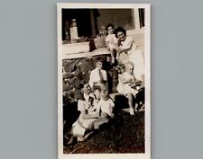Antique 1940's Gathering The Kids - Black & White Photography Photo picture