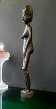 Vintage Hand Carved Tribal Woman Wood African Figurine Sculpture 14