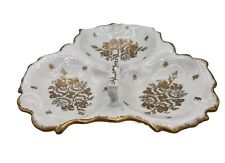 VINTAGE LIMOGES FRENCH PORCELAIN GOLD White Serving Cookie Appetizer Tray 12” picture