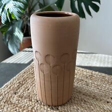 Vintage Bitossi? Raymor Unglazed Terra Cotta Leaf Impressed Vase 9.5”T  MCM picture