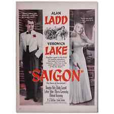 1948 Saigon Original Print Movie Ad Alan Ladd Veronica Lake 14x10.25 picture