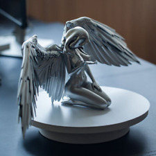 Silver Decor Nude Winged Female Angel Statue Kneeling Woman Home Decor Art Gift picture