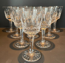 Set of 10 Atlantis Fatima Cut Crystal Blown Glass Wine Glasses Goblets 5 7/8” picture