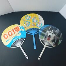 Advertising Japanese Vintage 1980s Hand Fans Tsubohachi 001 Pedigree Lot of 3 picture