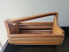 Country Handmade Primitive Wooden Gathering Basket Storage Caddy 9.75
