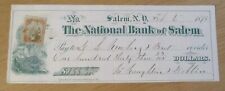 FEBRUARY 6, 1873 CHECK/Cancelled REVENUE Stamp~'THE NATIONAL BANK OF SALEM'~NY~ picture