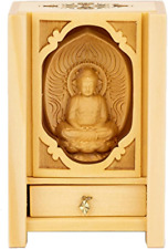 Buddha Statue Small Hand Carved Wooden Box [ Home Decor Mini Buddhist Altar ] Po picture