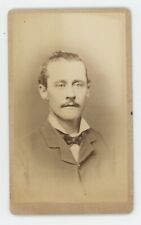 Antique ID'd CDV Circa 1870s Handsome Man Named John F. Jones Mustache Dover, ME picture