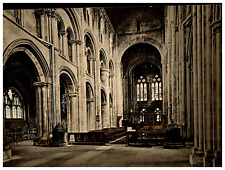 England. Romsey Abbey. The Nave, looking E. vintage photochrome by P.Z, photo picture