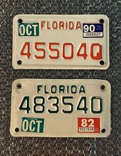 (2) Vintage FLORIDA MOTORCYCLE License Plates Sticker Harley Triumph BMW Indian picture