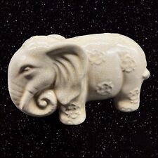 Large Ceramic Crackle Glaze Elephant Figurine Vintage Retro 6”T 9.5”W picture