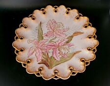 Gorgeous Hand Painted Antique T & V Pierced Reticulated Porcelain Plate Orchids picture
