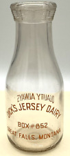 Vintage Dick’s Jersey Dairy Box852 Great Falls Montana Glass Pint Milk Bottle 39 picture