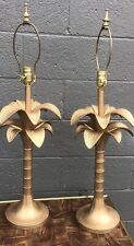 Pair Vintage Gilt Palm Tree Lamps Hollywood Regency MCM 34” Works picture
