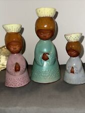 set of 3 Goebel Germany 1968 praying girls terracotta glazed Statues  9” 7.5” 6” picture