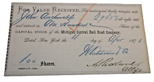APRIL 1876 MICHIGAN CENTRAL NYC CAPITAL STOCK TRANSFER FORM picture