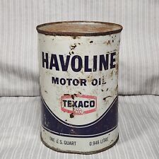 Vintage TEXACO HAVOLINE Motor OIL, 1 QUART Steel Can - UNOPENED / FULL picture