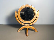Antique Small Round Treen Mirror, Circular Feet, Standing Shaving Wall Hanging picture