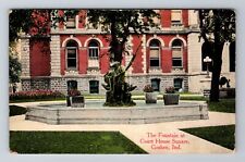 Goshen IN-Indiana, The Fountain At Court House Square, Antique Vintage Postcard picture
