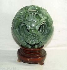 12cm-5th natural jade flower magic Puzzle Ball revolving stand Turn to good luck picture