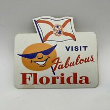 1960s VISIT FABULOUS FLORIDA State Flag Tourist Travel Luggage 3 x 2.75 STICKER picture