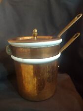 Vintage APILCO Hammered Copper & Porcelain Double Boiler Made in France picture