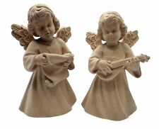 Hand Carved Wooden Angel Figurines Carved in Bethlehem Vintage Unique  picture