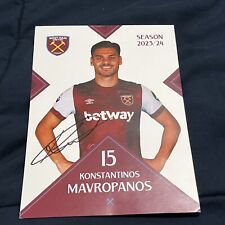 Konstantinos Mavropanos, Greece 🇬🇷 West Ham United 2023/24 hand signed picture