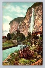 Lauterbrunnen-Switzerland, Staubbach, Falls, Antique Vintage Souvenir Postcard picture