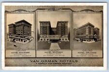 1920's VAN ORMAN HOTELS SHAWNEE OHIO McCURDY INDIANA ORLANDO ILLINOIS POSTCARD picture