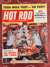 RARE HOT ROD Magazine January 1958 Big Engine Thunderbird 58 Plymouth Fury picture