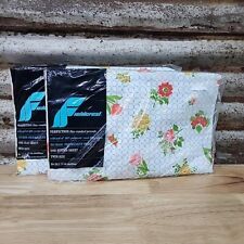 NOS Vintage Fieldcrest Percale Floral Twin Flat & Fitted Sheets Garden Party picture