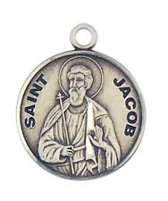 Patron Saint St Jacob 7/8 Inch Sterling Silver Medal on Rhodium Plated Chain picture