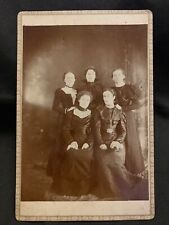Antique Cabinet Card Photo 5 Fabulous Victorian Women in Elegant Black Dresses picture