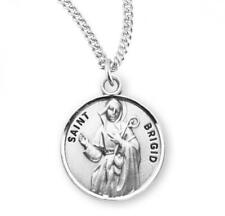 Beautiful Patron Saint Brigid Round Sterling Silver Medal Size 0.9in x 0.7in picture