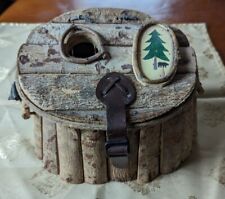 Rustic Handmade Wooden Lunch / Fishing Box, Hand Painted, Shoulder Strap, Clasp picture