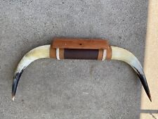 34in Vintage Mounted Steer Cow Bull Horns Mancave Lodge Hunting Rustic Farmhouse picture
