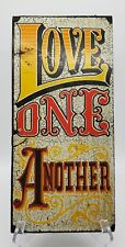 Vintage 1970's Love One Another Wood Wall Decor Plaque Hippie Sign George Nathan picture